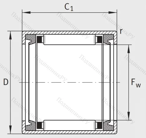 Игольчатый подшипник HK 2530 2RS L 271 от производителя  INA Игольчатый подшипник HK 2530 2RS L 271 от производителя  INA
