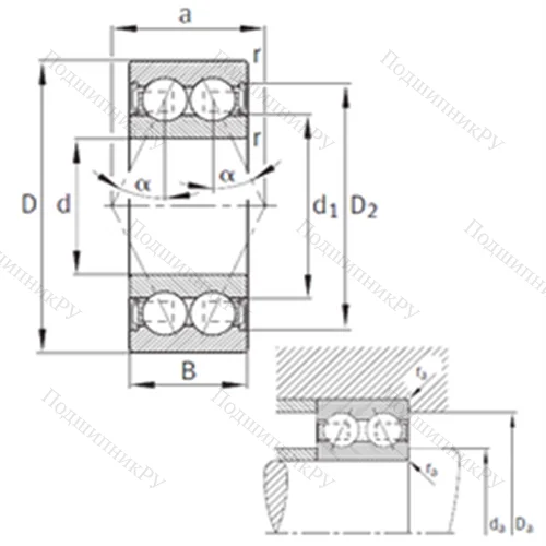 Подшипник шариковый радиально-упорный 3205-B-2RSR-TVH