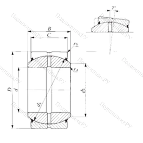 Подшипник скольжения сферический SBB 72-2RS от производителя  IKO