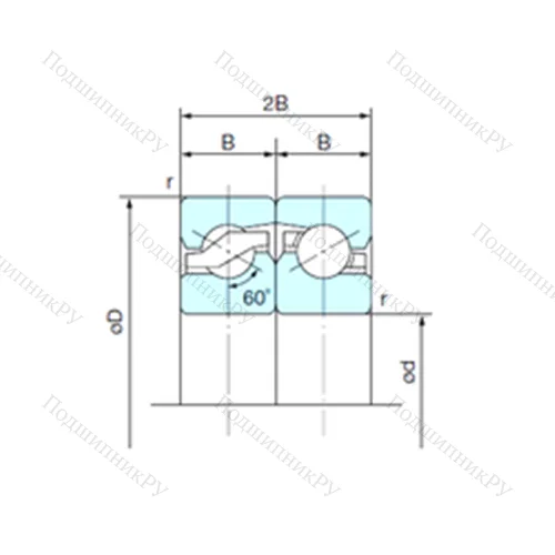 Подшипник шариковый упорно-радиальный спаренный 15TAB 04DF от производителя  NACHI Подшипник шариковый упорно-радиальный спаренный 15TAB 04DF от производителя  NACHI