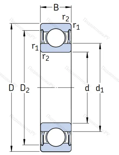 Однорядный шариковый подшипник 61816 2RZ от производителя  SKF Однорядный шариковый подшипник 61816 2RZ от производителя  SKF