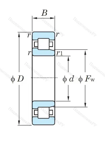 Роликовый цилиндрический подшипник NJ 2312 от производителя  KOYO Роликовый цилиндрический подшипник NJ 2312 от производителя  KOYO