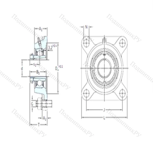 Подшипниковый узел шариковый радиальный FYJ 60 KF+H 2312