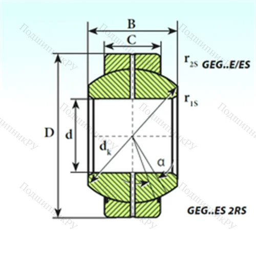 Подшипник скольжения сферический GEG 100 ES 2RS от производителя  ISB