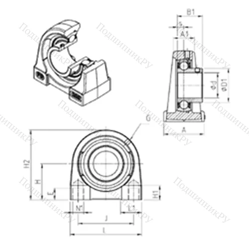 Подшипниковый узел шариковый радиальный USPG 211
