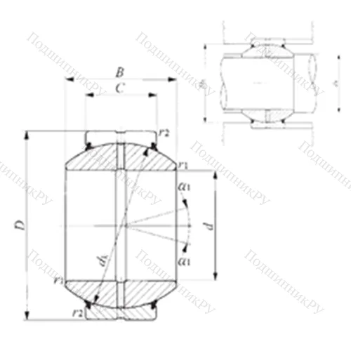 Подшипник скольжения сферический GE 100GS-2RS от производителя  IKO