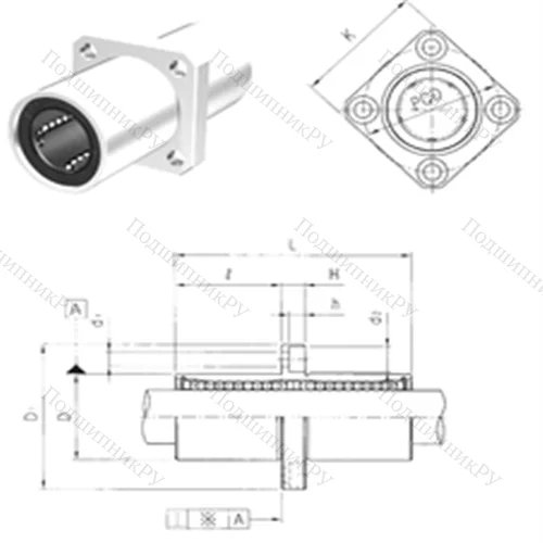 Подшипник шариковый линейный LMEKM 8UU