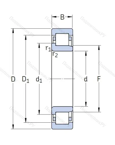 Роликовый цилиндрический подшипник NJ 2312 ECML/C 3 от производителя  SKF Роликовый цилиндрический подшипник NJ 2312 ECML/C 3 от производителя  SKF