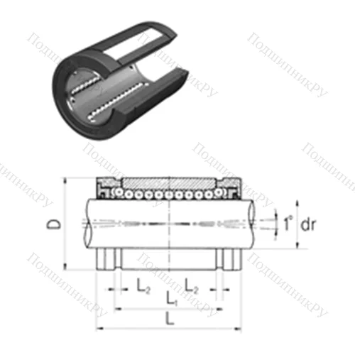 Подшипник шариковый линейный LMES 12UUOP