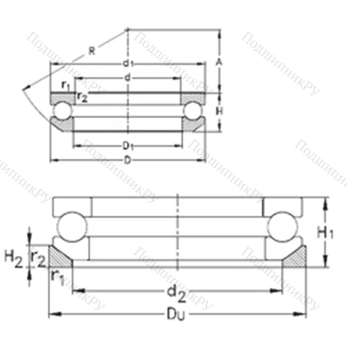 Подшипник шариковый упорный 53409+U 409