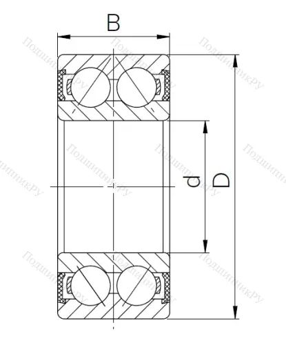 Радиально-упорный шариковый подшипник 3056306 2RS (3306 2RS) в Саратове
