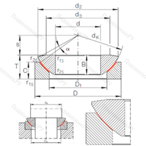 Подшипник скольжения сферический GE 15 AW