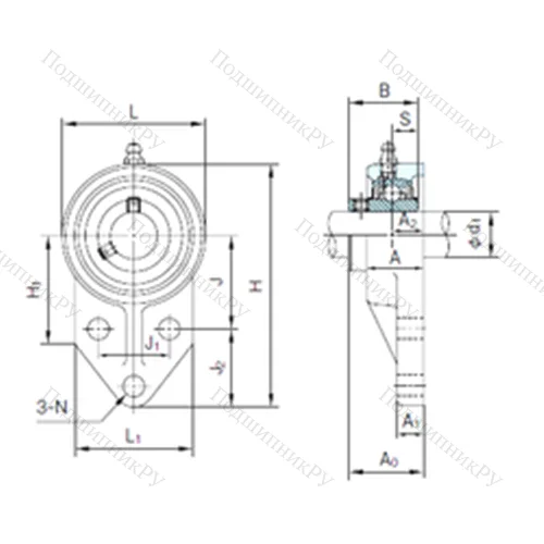 Подшипниковый узел шариковый радиальный UCFK 206
