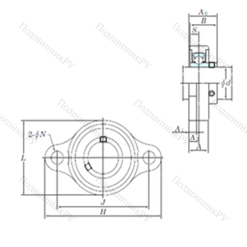 Подшипниковый узел шариковый радиальный USFL 005S 6