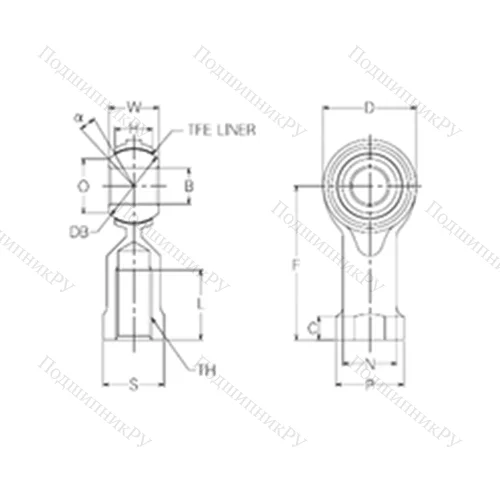 Подшипник скольжения сферический RBT 10 от производителя  NMB