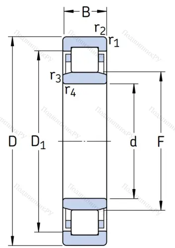 Роликовый цилиндрический подшипник NU 222 ECM/C 3 от производителя  SKF Роликовый цилиндрический подшипник NU 222 ECM/C 3 от производителя  SKF
