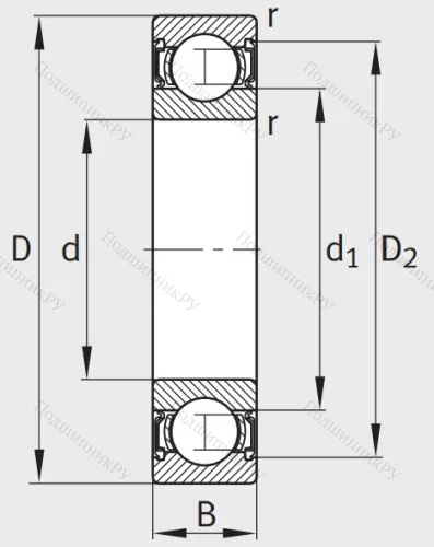 Однорядный шариковый подшипник 62304 A 2RSR от производителя  FAG Однорядный шариковый подшипник 62304 A 2RSR от производителя  FAG