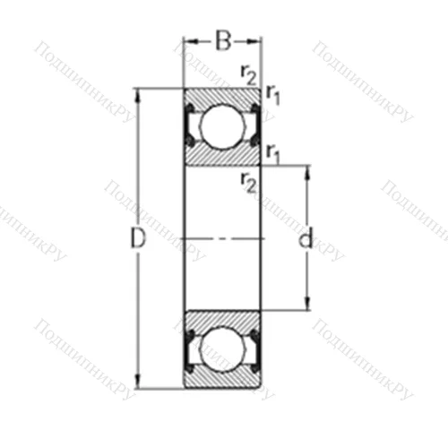 Подшипник шариковый радиальный 6001-2RS 2