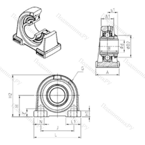 Подшипниковый узел шариковый радиальный UKPA 205H