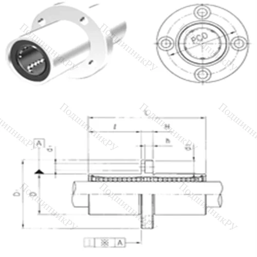 Подшипник шариковый линейный LMEFM 12UU
