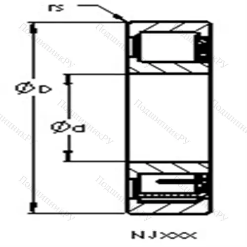 Подшипники роликовые радиальные с цилиндрическими роликами NJ 2208 ETN от производителя  AST