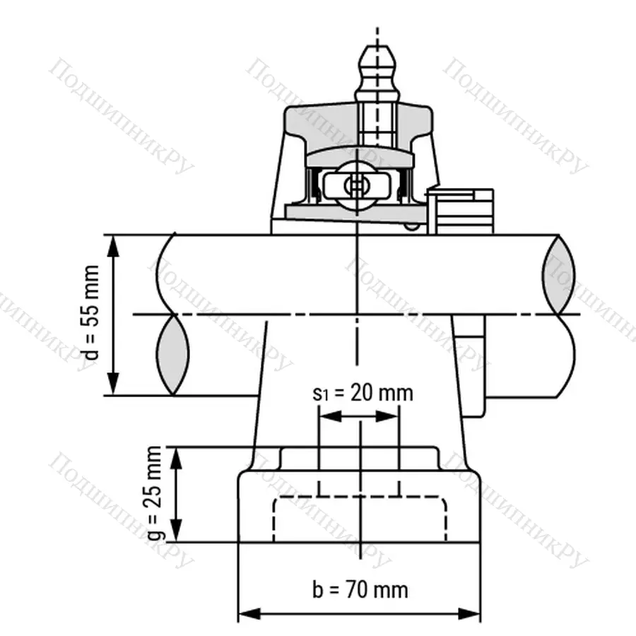 Подшипниковый узел UKP 212+H 2312 - Вал: 55 мм