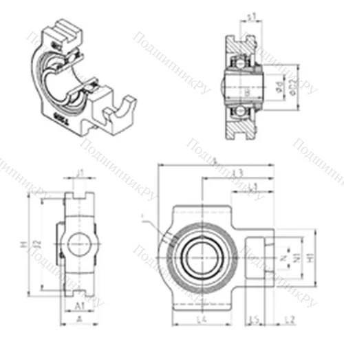 Подшипниковый узел шариковый радиальный UKT 211H