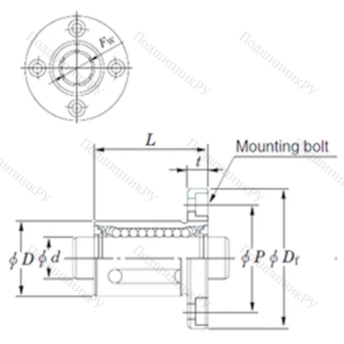 Подшипник шариковый линейный SDMF 10 от производителя  KOYO