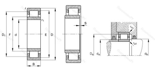 Роликовый цилиндрический подшипник NU 309 E XL TVP 2 от производителя  FAG Роликовый цилиндрический подшипник NU 309 E XL TVP 2 от производителя  FAG