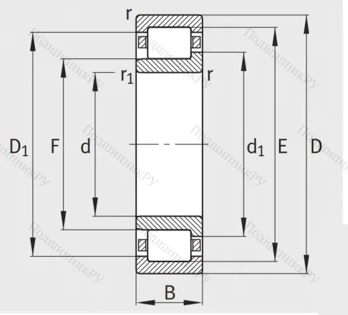 Роликовый цилиндрический подшипник NJ 2207 E XL TVP 2 от производителя  FAG