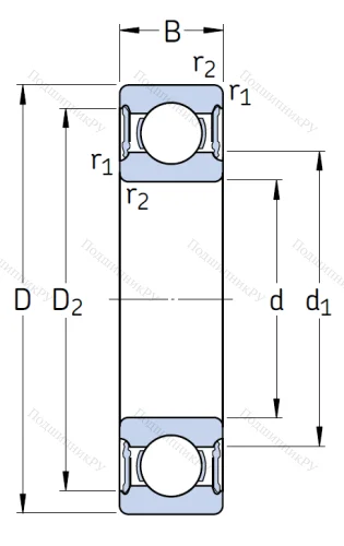 Однорядный шариковый подшипник 6015 2RS 1/C 3 от производителя  SKF