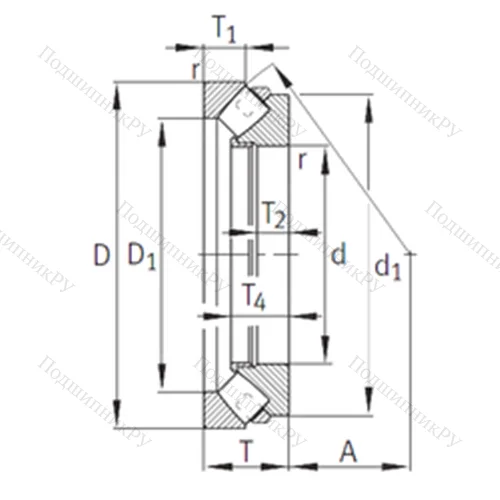 Подшипник роликовый упорно-радиальный 29244-E 1-MB от производителя  INA