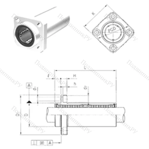 Подшипник шариковый линейный LMKP 13LUU
