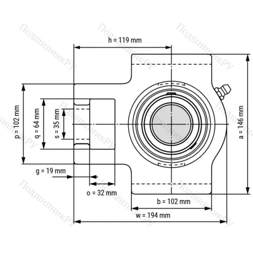 Подшипниковый узел UCT 309 - Вал: 45 мм от производителя  LPZ