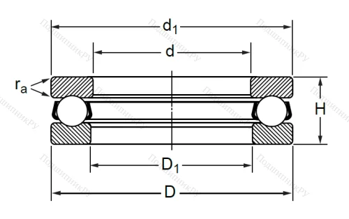 Упорный шариковый подшипник 8206 (51206) в Саратове