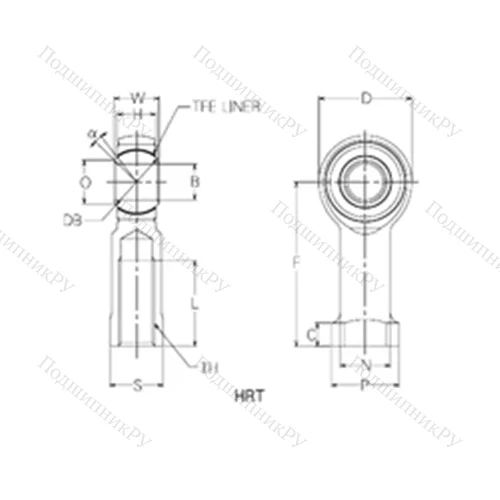 Подшипник скольжения сферический HRT 10 от производителя  NMB