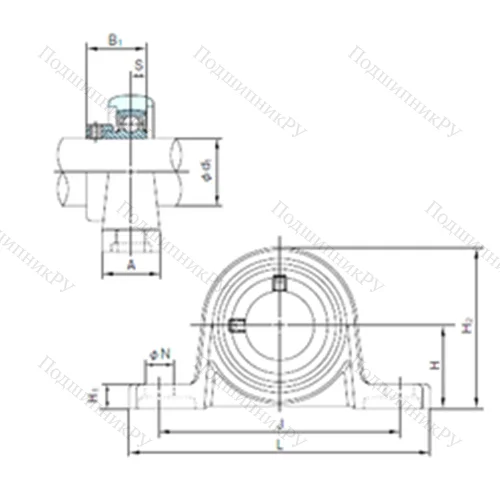 Подшипниковый узел шариковый радиальный MUP 003