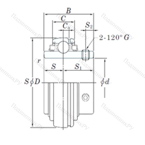 Подшипник шариковый радиальный UC 314-44L 3