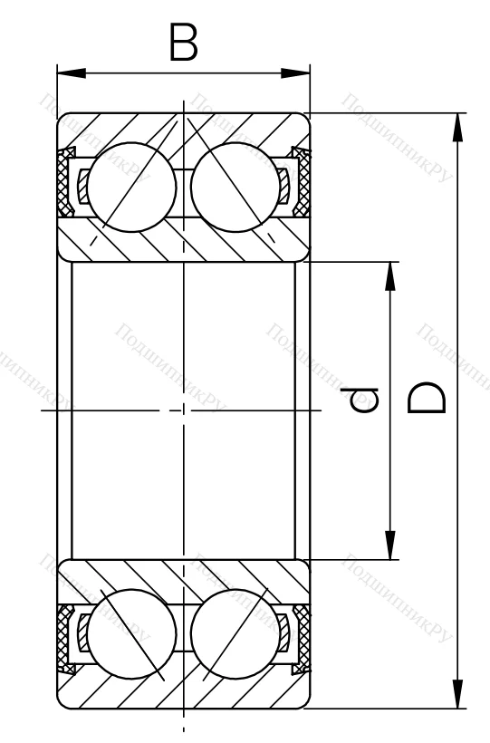 Двухрядный шариковый подшипник 1504 2RS (2204 2RS) в Саратове