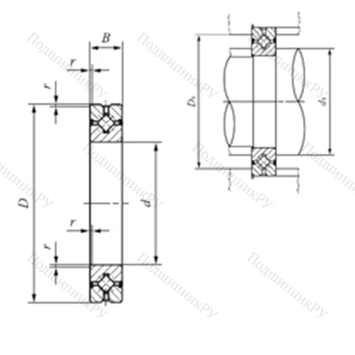 Подшипник роликовый упорно-радиальный с четырехточечным контактом CRBH 20025 A UU