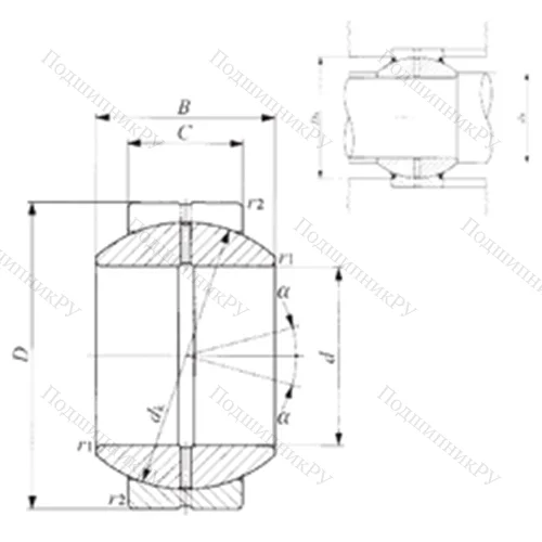 Подшипник скольжения сферический GE 100GS от производителя  IKO