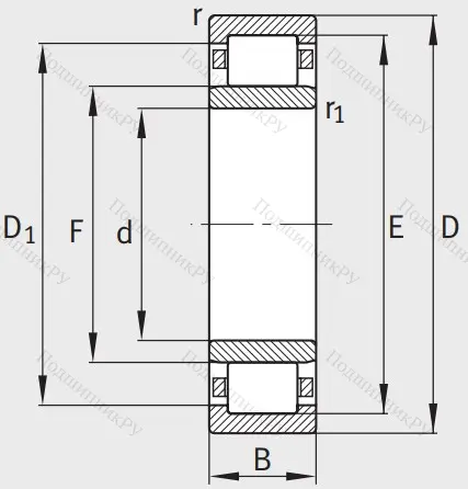 Роликовый цилиндрический подшипник NU 2312 E XL TVP 2 от производителя  FAG