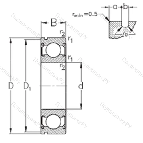 Подшипник шариковый радиальный 6207-2Z-N