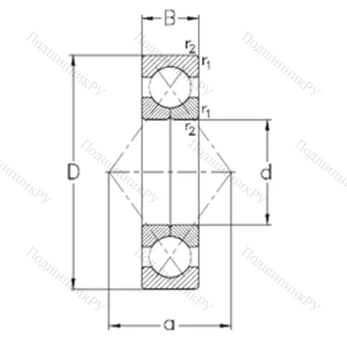 Подшипник шариковый радиально-упорный с четырёхточечным QJ 209-MPA