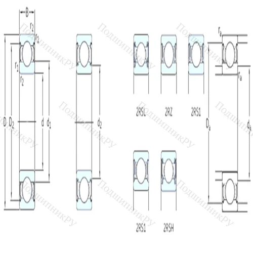 Подшипник шариковый радиальный 62302-2RS 1