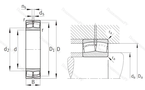 Сферический роликовый подшипник 23228 E 1A M от производителя  FAG