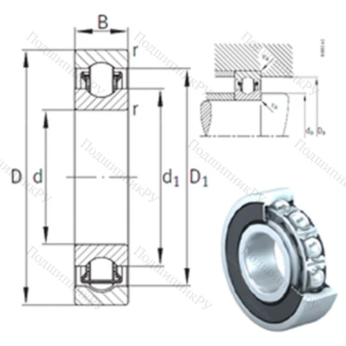 Подшипник с шариковыми роликами (ball roller) радиальный BXRE 008-2HRS