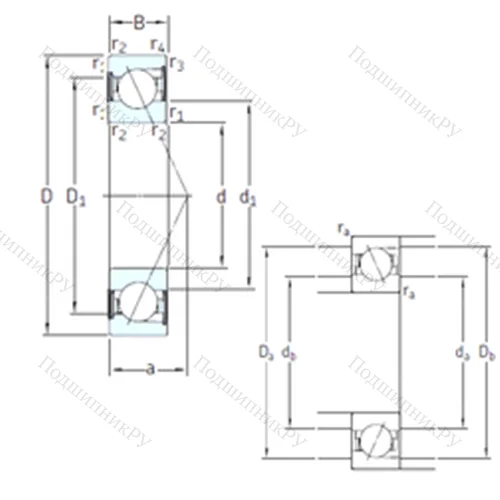 Подшипник шариковый радиально-упорный SS 7211 ACD/P 4A