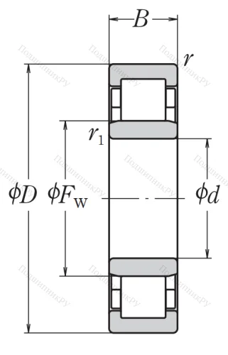 Роликовый цилиндрический подшипник NU 309 EW C 3 от производителя  NSK Роликовый цилиндрический подшипник NU 309 EW C 3 от производителя  NSK