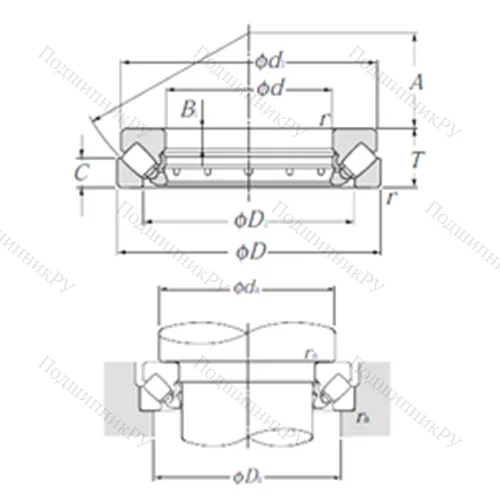 Подшипник роликовый упорно-радиальный 29332 от производителя  NTN Подшипник роликовый упорно-радиальный 29332 от производителя  NTN